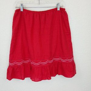 Anthro Fei 100% Linen Scallop Ruffle Hem Skirt M